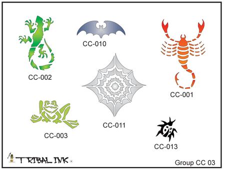 Airbrush Tattoo Stencil Set Creepy Crawler 03