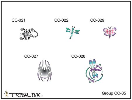 Airbrush Tattoo Stencil Set Creepy Crawlers 05