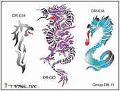 Airbrush Tattoo Stencil Set Dragon 11