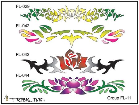 Airbrush Tattoo Stencil Set Flower 11