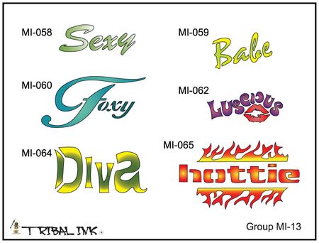 Airbrush Tattoo Stencil Set Misc. 13