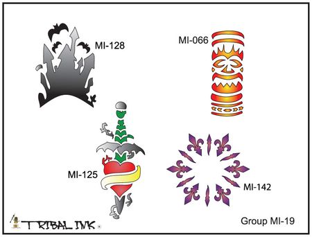 Airbrush Tattoo Stencil Set Misc. 19