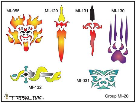 Airbrush Tattoo Stencil Set Misc. 20
