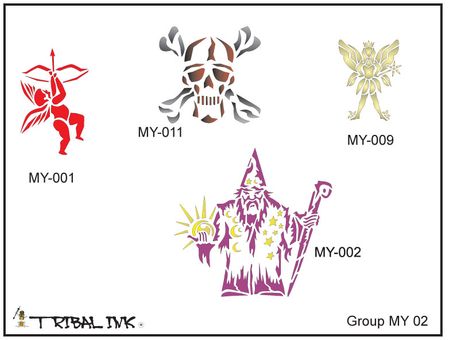 Airbrush Tattoo Stencil Set Mystical 02