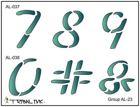 Airbrush Tattoo Stencil Set Numbers Large 23