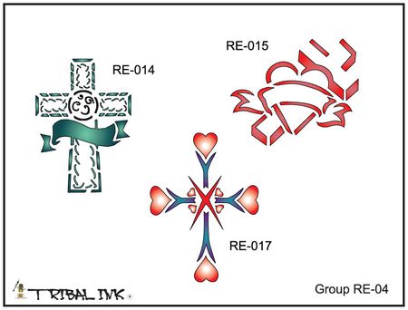 Airbrush Tattoo Stencil Set Religious 04