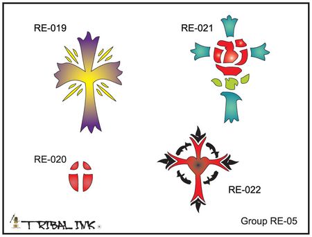 Airbrush Tattoo Stencil Set Religious 05
