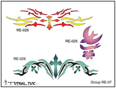 Airbrush Tattoo Stencil Set Religious 07