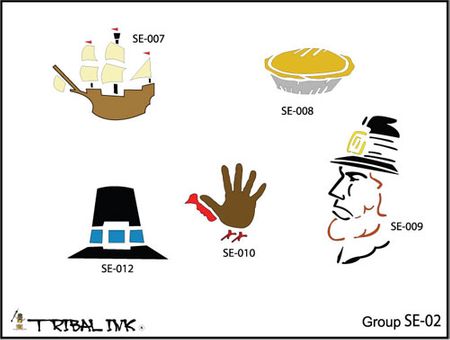 Airbrush Tattoo Stencil Set Thanksgiving 02