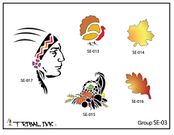 Airbrush Tattoo Stencil Set Thanksgiving 03