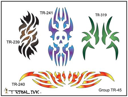 Airbrush Tattoo Stencil Set Tribal 45