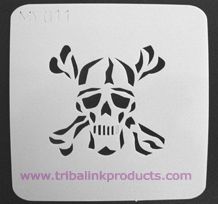 Airbrush Tattoo Stencil Skull and Cross Bones MY-011
