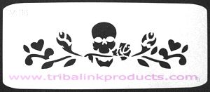 Airbrush Tattoo Stencil Skull with Rose Band MI-116