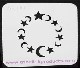 Airbrush Tattoo Stencil Star and Moon Circle SK-003
