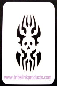 Airbrush Tattoo Stencil Tribal Skull TR-241