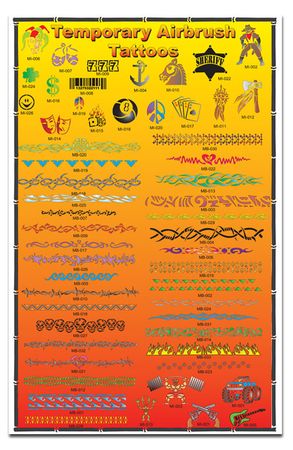 Airbrush Tattoo Stencils-Display Poster 3 Orange