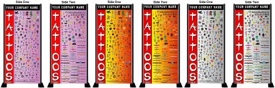 Airbrush Tattoo Two Sided Display with Portable Display Stand