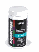 Aquachek-5 Test Strips-Free Chlorine, Total Chlorine, Total Hardness, Total Alkalinity, pH. Bottle of 50 Tests 