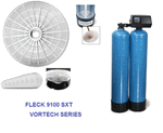 Fleck 9100SXT Electronic Twin Tank Metered On Demand Control Valve Water Softener 40000 Grain Capacity with Vortech Tank