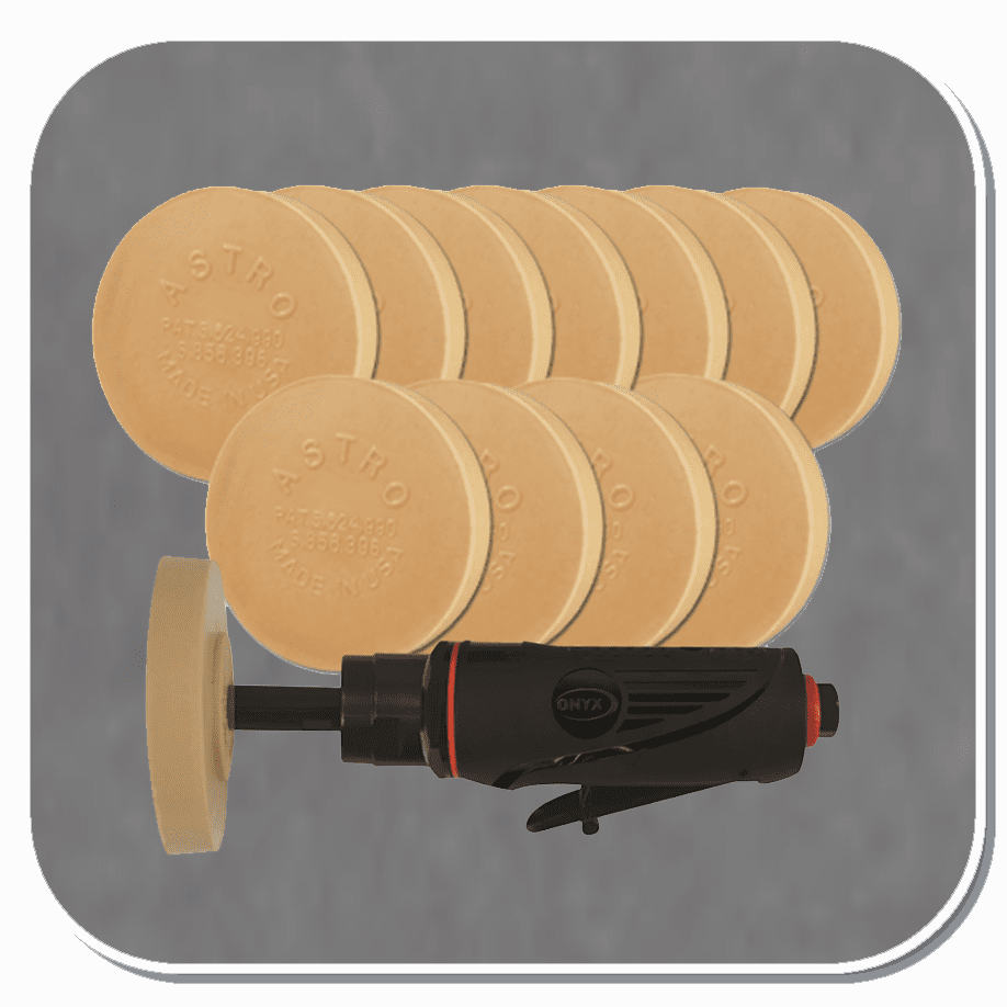 AST-232 ASTRO PNEUMATIC Onyx Pinstripe Removal Kit -  4,000rpm Pinstripe Removal Tool & 12ea 400E Pinstripe Removal Wheels