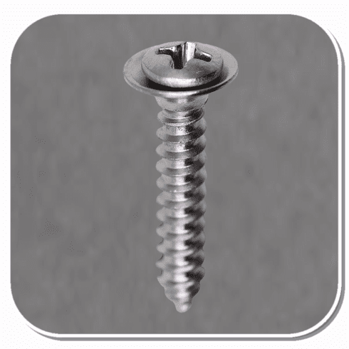 AUV-2775 PHIL Chrome Flush Washer Phillips Oval Head SEMS Tapping Screw #8 x 7/8" Bx of 100