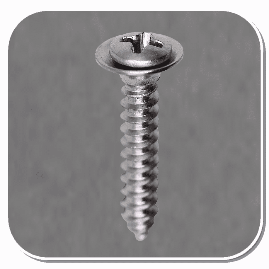 AUV-2775 PHIL Chrome Flush Washer Phillips Oval Head SEMS Tapping Screw #8 x 7/8" Bx of 100