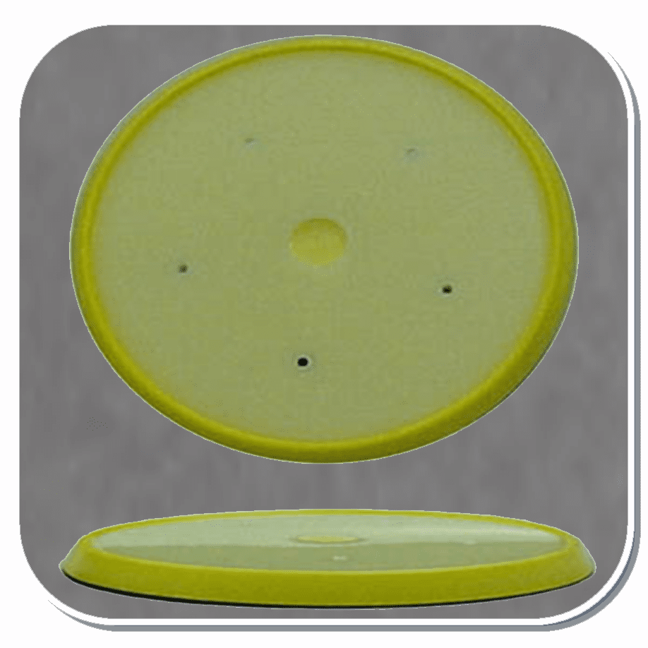 FER-1258 Ferro 8" Firm low profile urethane molded pad with five (5) mounting holes. Composite hub. For use with Hook and Loop coated abrasive discs.
