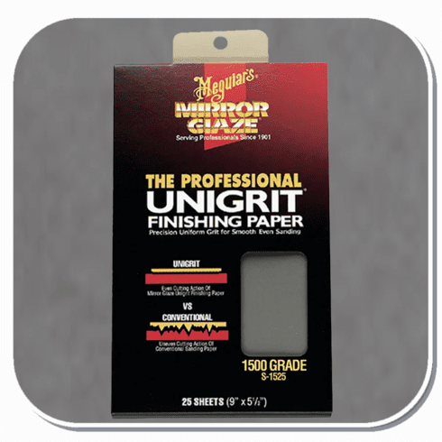 MEG-S1525 Meguiar's 1500 grit Mirror Glaze Unigrit Finishing Paper 25/Sheets