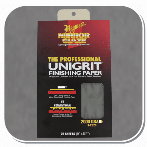MEG-S2025 Meguiar's 2000 grit Mirror Glaze Unigrit Finishing Paper 25/Sheets
