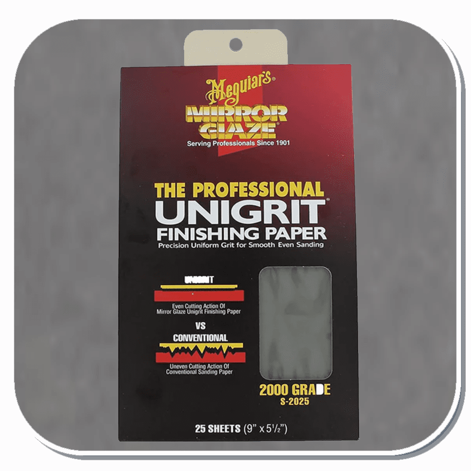 MEG-S2025 Meguiar's 2000 grit Mirror Glaze Unigrit Finishing Paper 25/Sheets