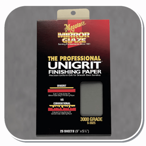 MEG-S3025 Meguiar's 3000 grit Mirror Glaze Unigrit Finishing Paper 25/Sheets