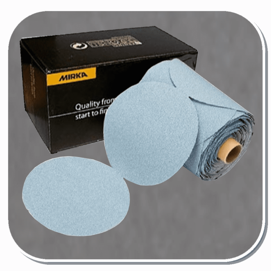 MIR-20-342 Series Mirka Basecut 6" Sticky-Back PSA Solid Link Roll Sanding Discs 80 thru 400 grit 100 discs/roll