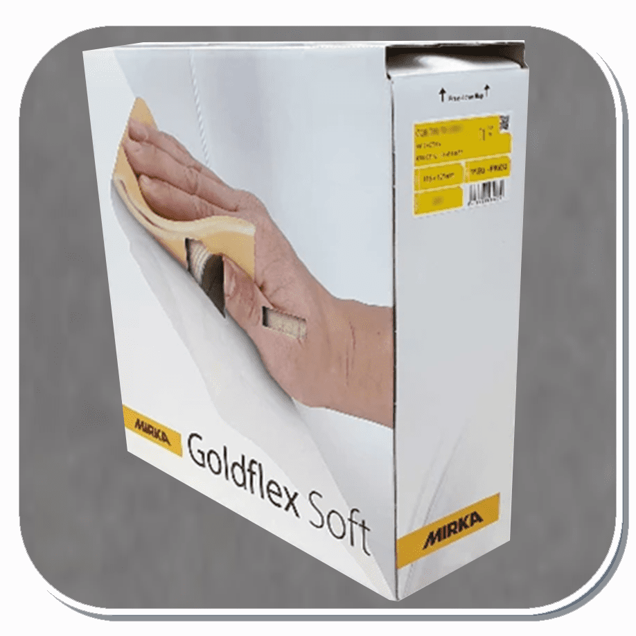 MIR-23-145 Series Mirka Goldflex Soft Hand Sanding Pad Rolls 150 thru 1000 grit Perforated 4.5" x 5"  200 pads/roll