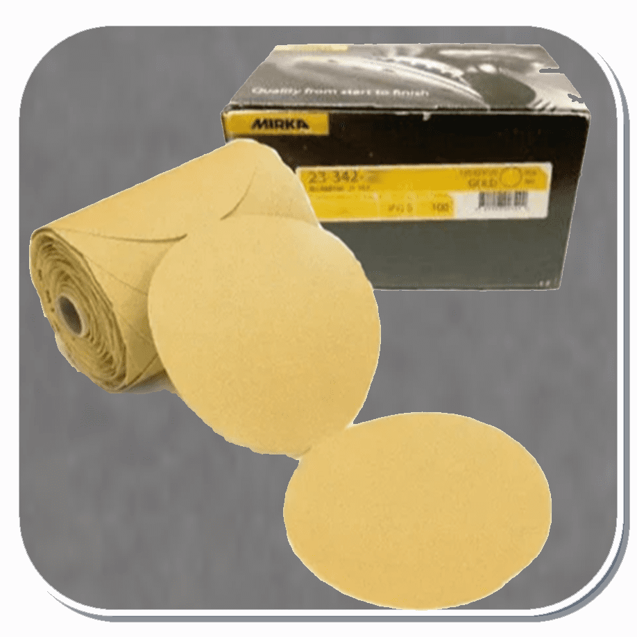 MIR-23-342 Mirka Gold 6" Sticky-Back Solid PSA Link Roll Sanding Discs 80 thru 500 grit 100 discs/box