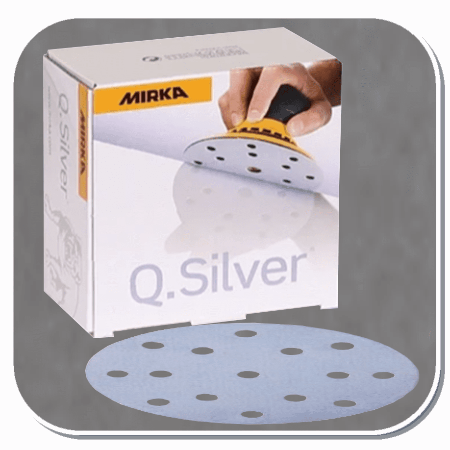 MIR-2B-611 Series Mirka 6" Q-Silver 15 hole Vac Grip Disc 80 thru 500 grit Box of 50