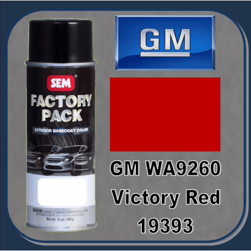 SEM-19393 SEM Factory Pack Basecoat GM Paint Code WA9260 "VICTORY RED" 12oz Aerosol