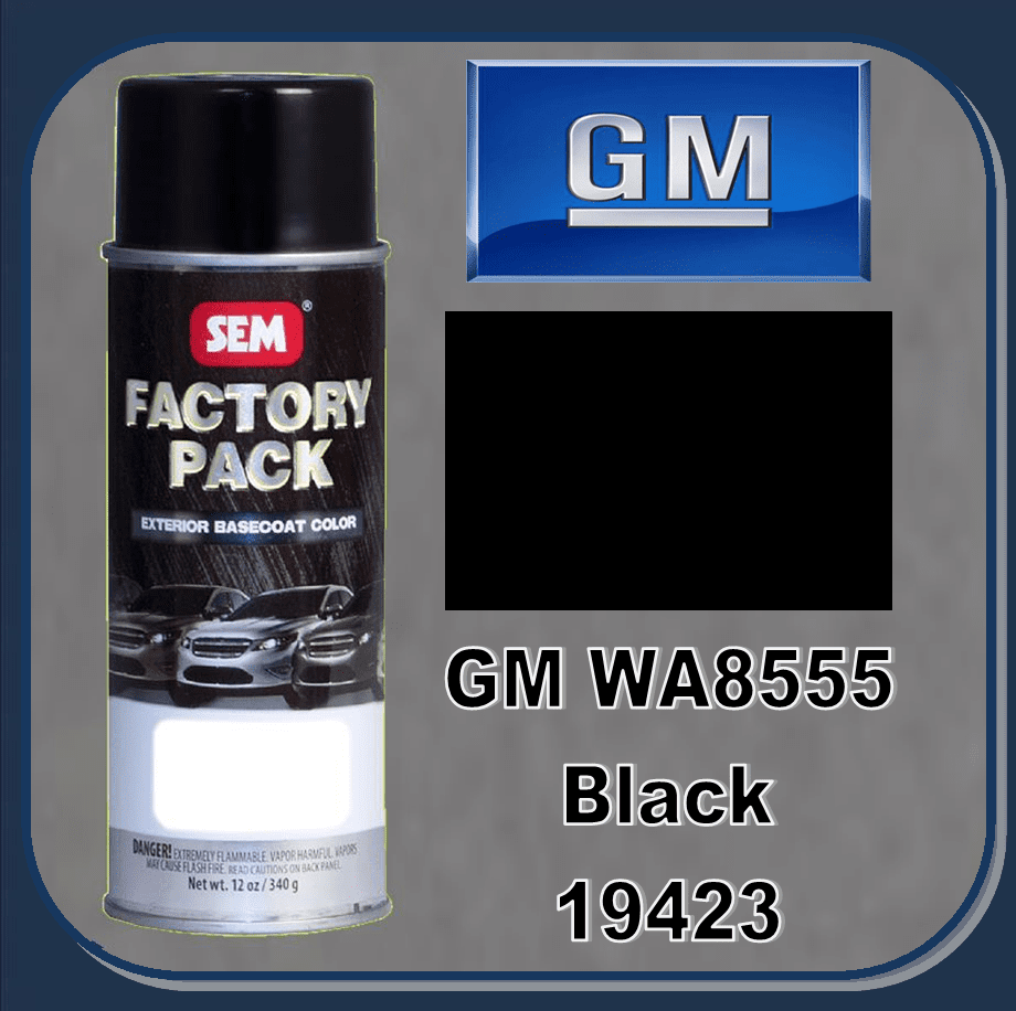 SEM19423 SEM Factory Pack Basecoat GM Paint Code WA8555 "BLACK" 16oz