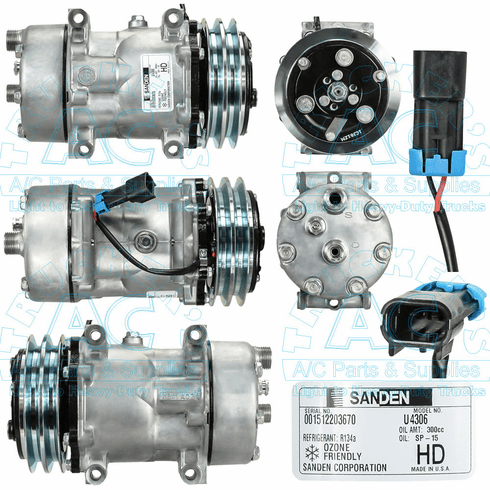 Sanden Compressor - Genuine - Manufacturer #: 4306 - Freightliner Trucks