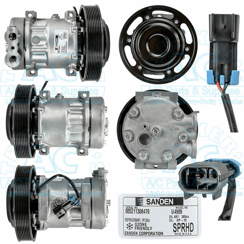 Sanden Compressor - Genuine OEM #: 4909, Terex Advance Mixer Truck