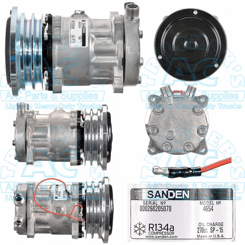 Sanden Compressor - Genuine OEM Grade Manufacturer #: 4654 - Farm & Off Road