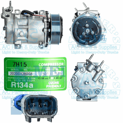 Sanden Style Compressor OEM#: 3808548-C1 - Aftermarket Grade - Navistar