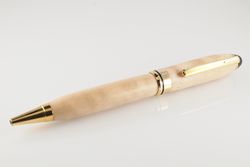 Curly Maple European Double Twist Pen (Titanium Gold) - Custom Order