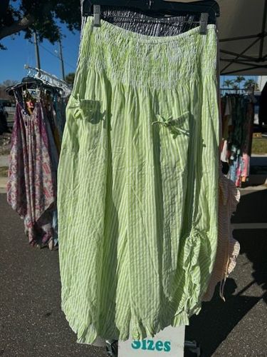 Lime Green Striped Pants