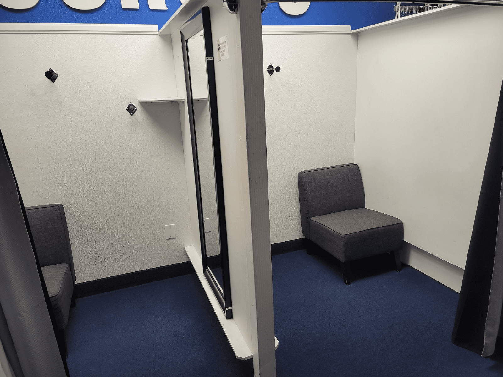 Large comfortable fitting rooms