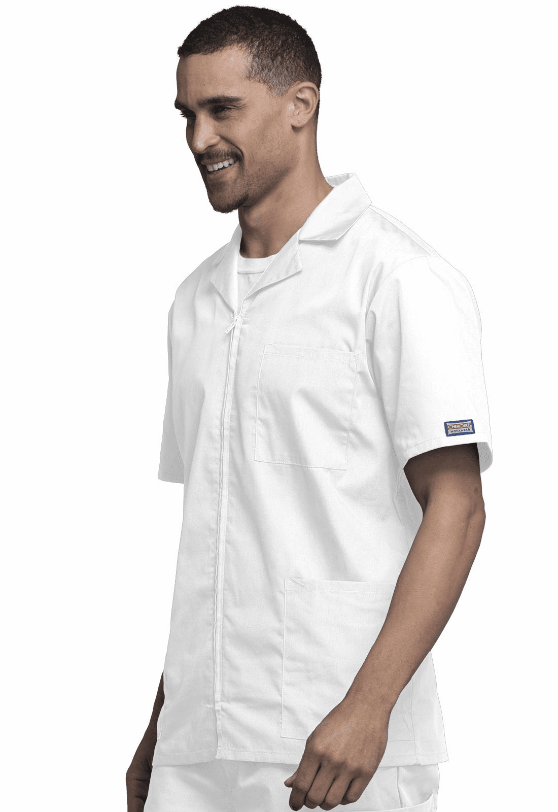 Mens Zip Front Dental short sleeve Pharmacy Tech Jacket (MedMan)