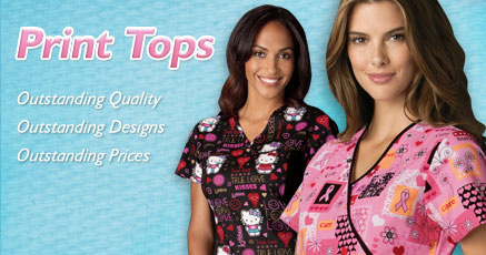 Print Scrub Tops