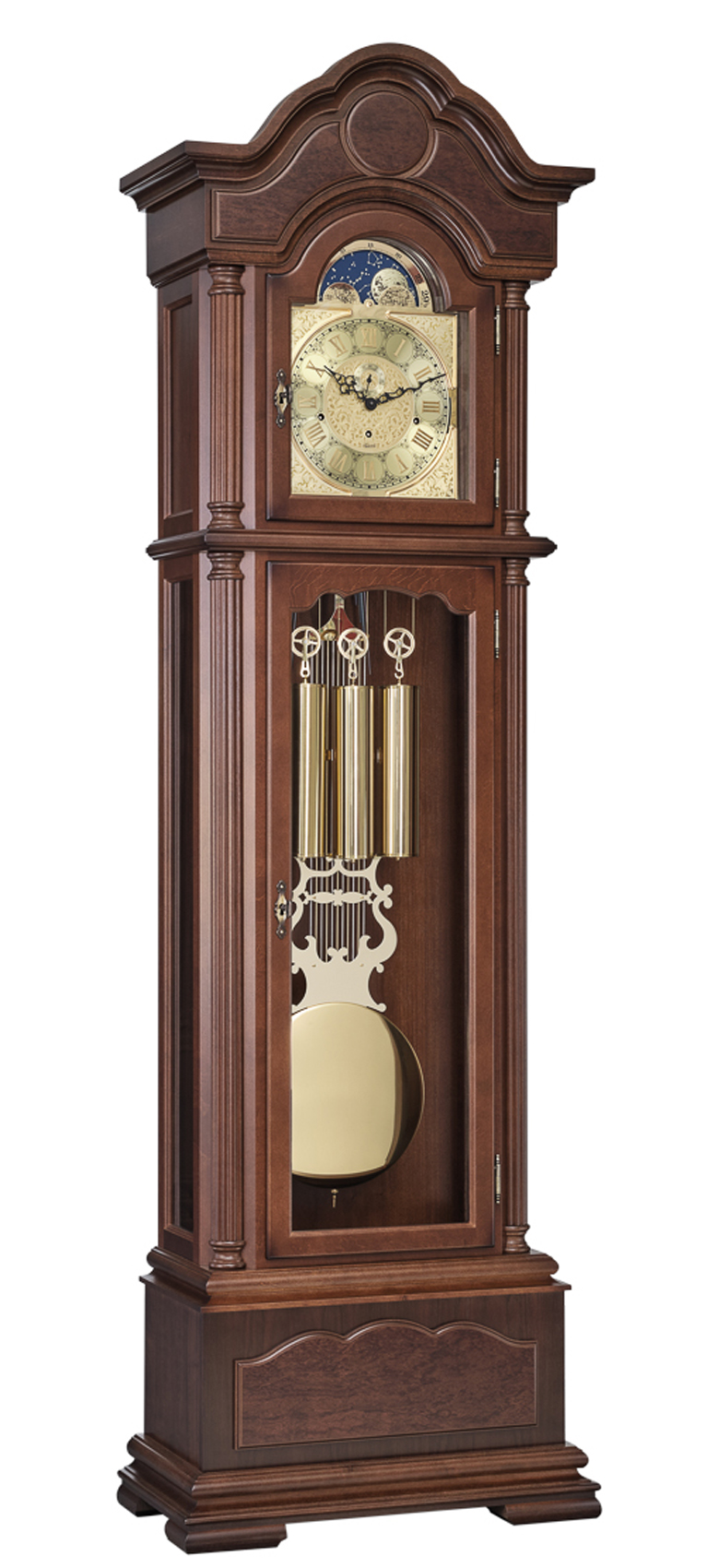 Temple Tubular Chimes Grandfather Clock by Hermle Clocks Tubular Chimes