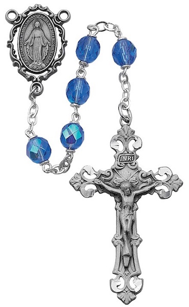 ***7mm Blue Faceted Miraculous Rosary