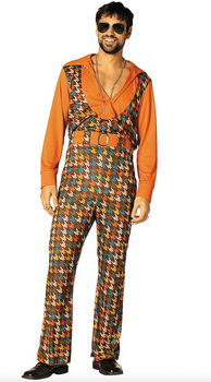 Disco Print Pantsuit<br> Brown and Orange<br> Asst Sizes<br> 60M16