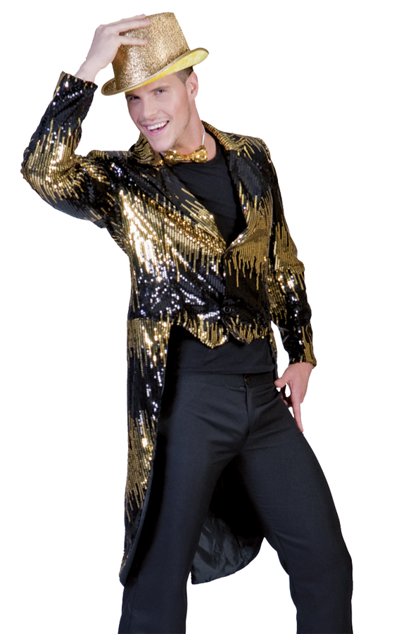 CHOR25** Chorus Line Costume Shiny Tailcoat Gold and Black A